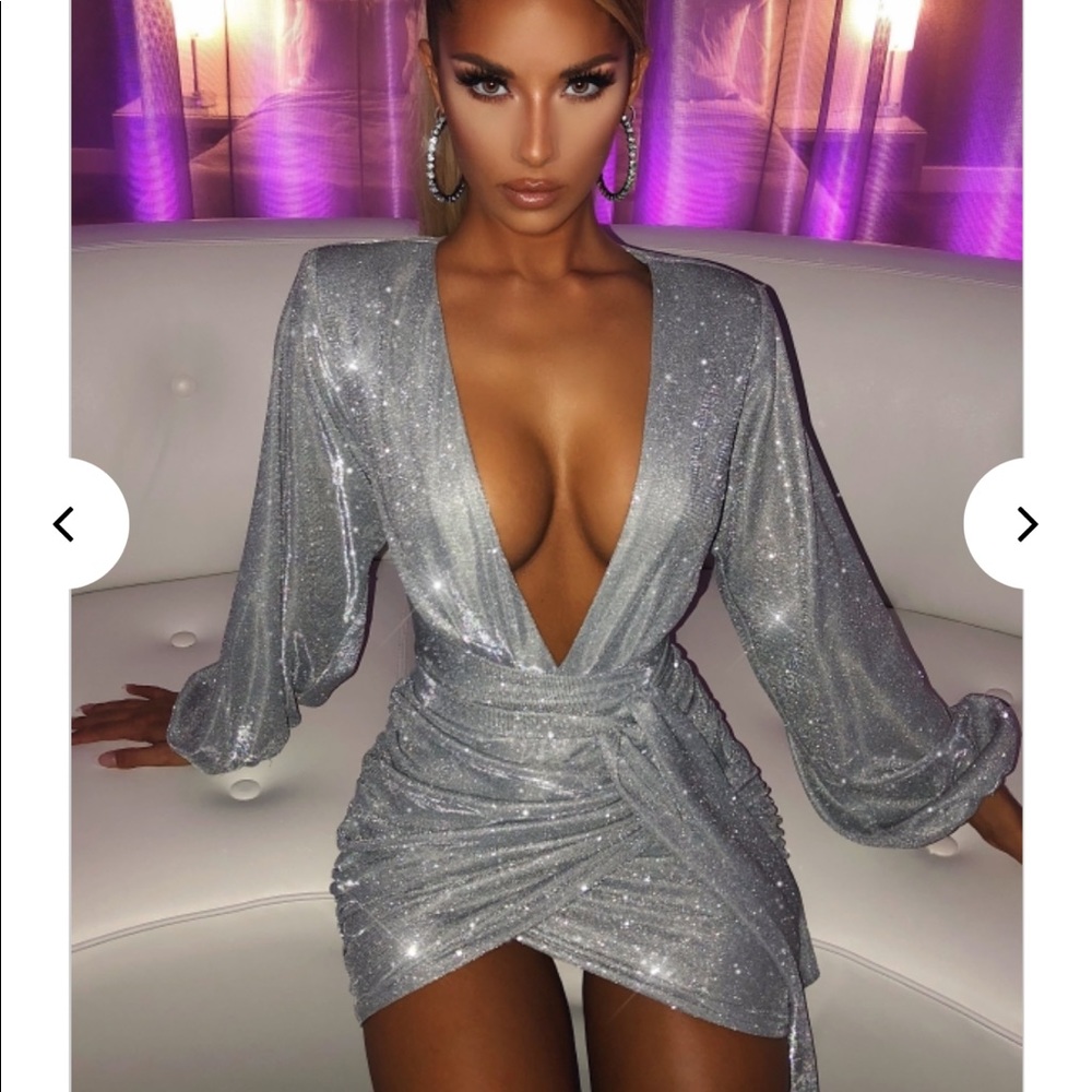 Sparkly Silver “Babyboofashion” dress. Size Small.